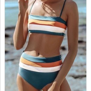 NWT Beachsissi Midwaist Stripe Bikini